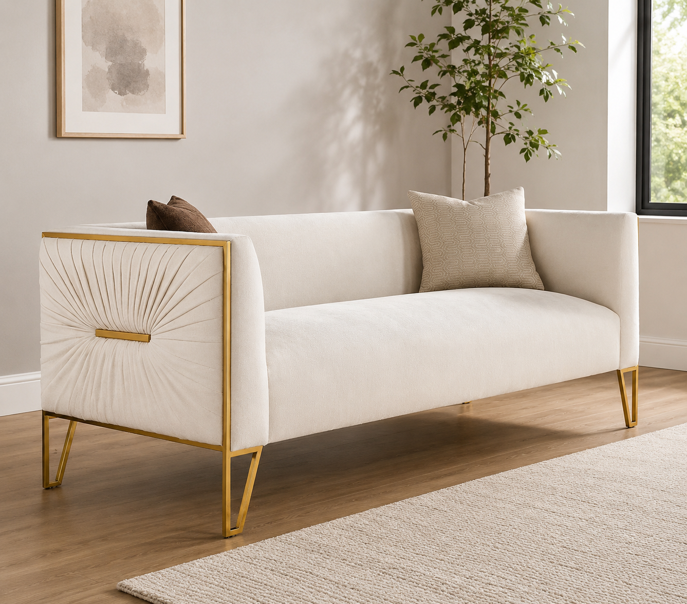 Truro Brushed Gold Love Seat