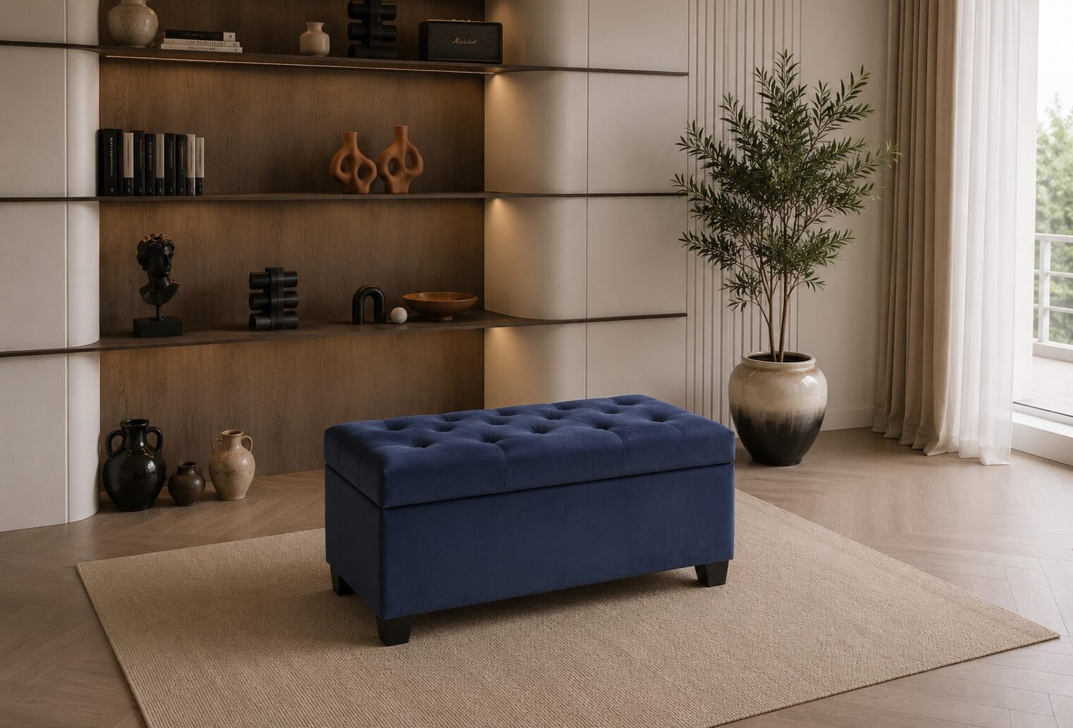 Harper Storage Ottoman Collection Black Grey Navy Red Brown Tufted Storage Ottoman Bench | Infinity Furniture Mississauga