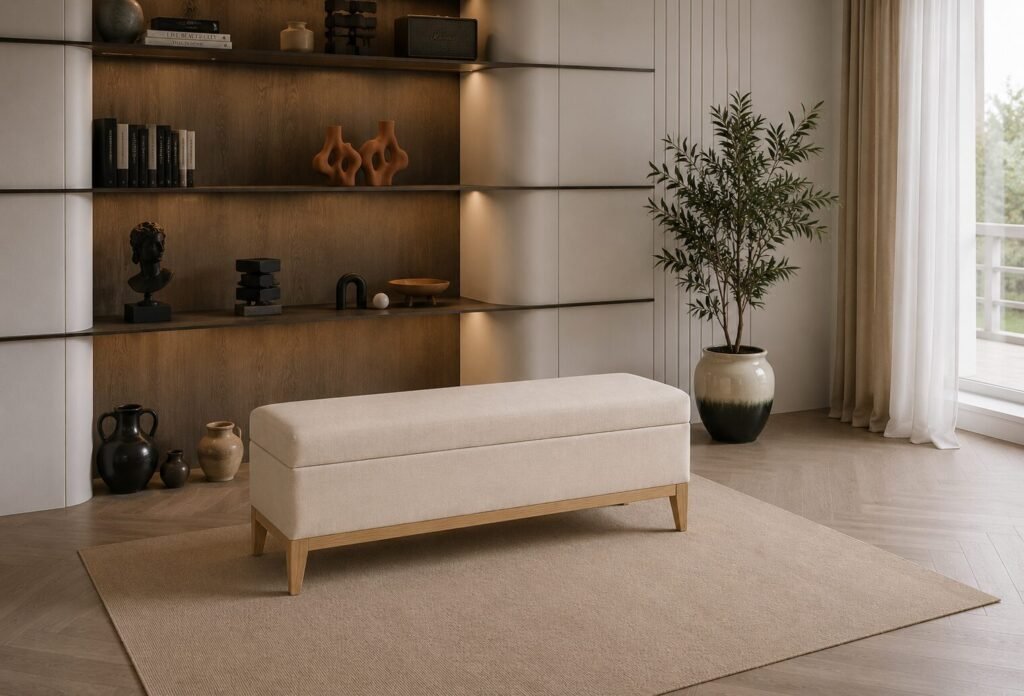 Micah Storage Bench Beige Modern Collection | Infinity Furniture Mississauga