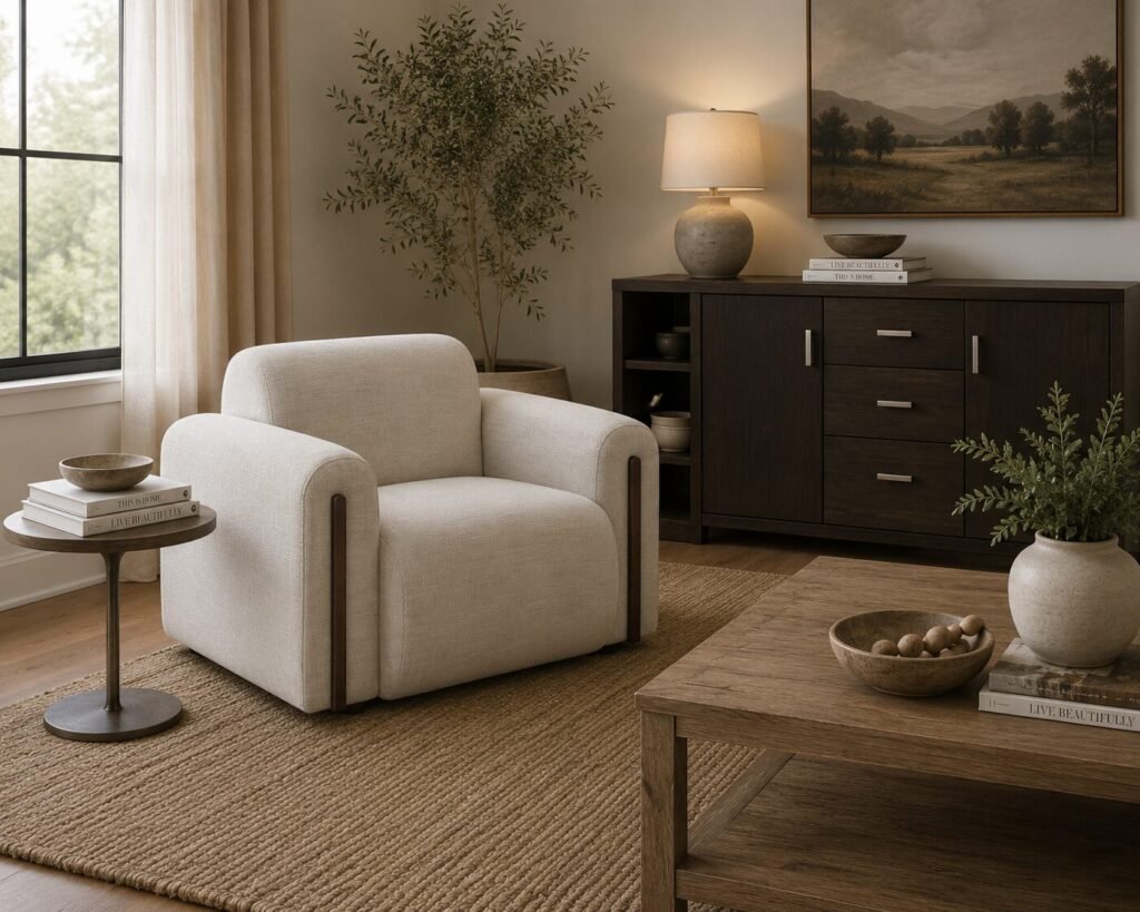 Brenton Accent Chair Linen Contemporary Collection | Infinity Furniture Mississauga