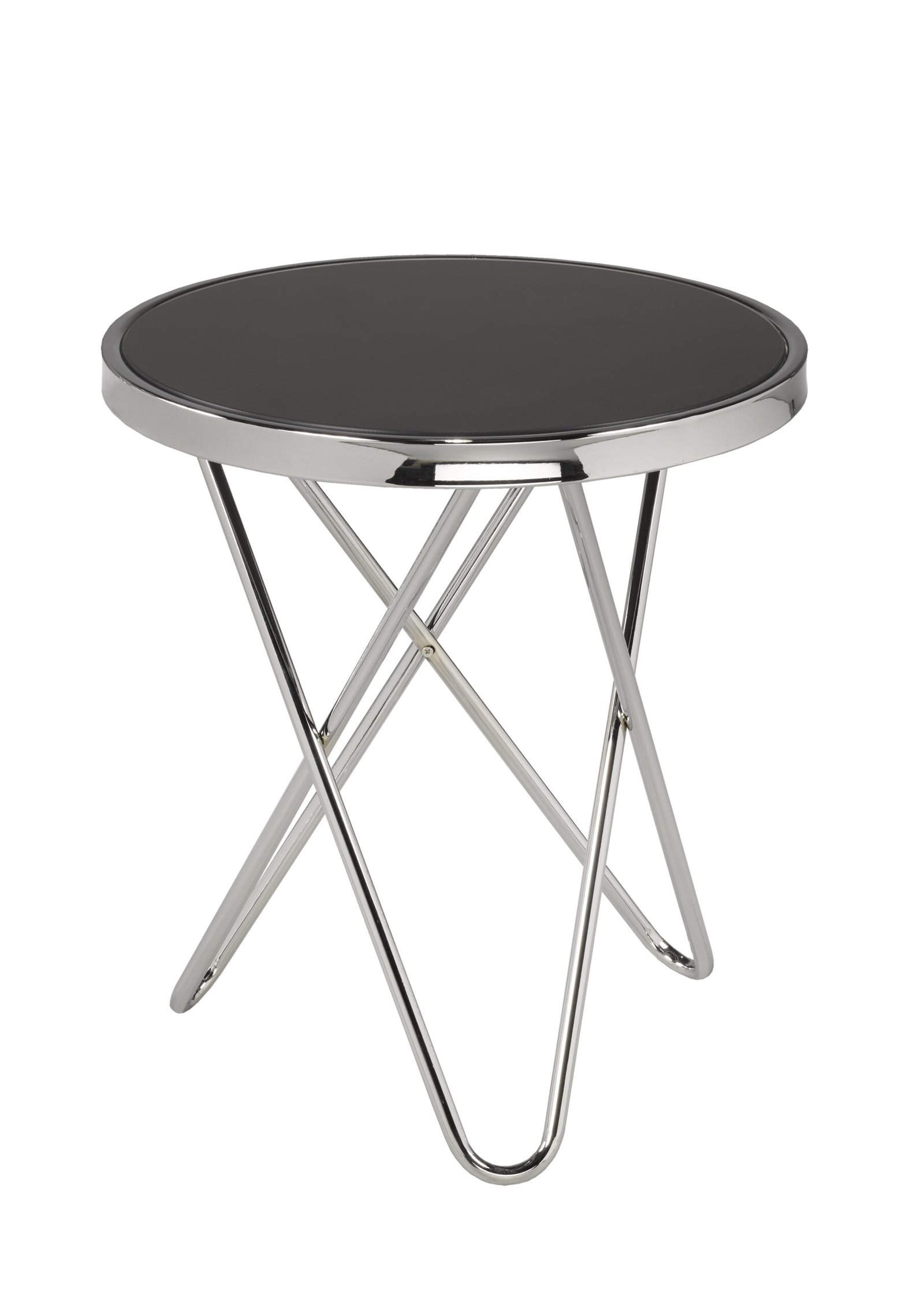 Lennox Silver Accent Table with Tempered Glass Top