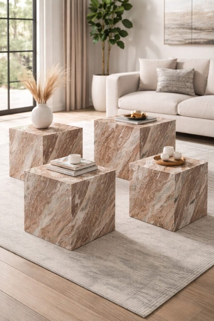 Silas Cream Marble Side Table