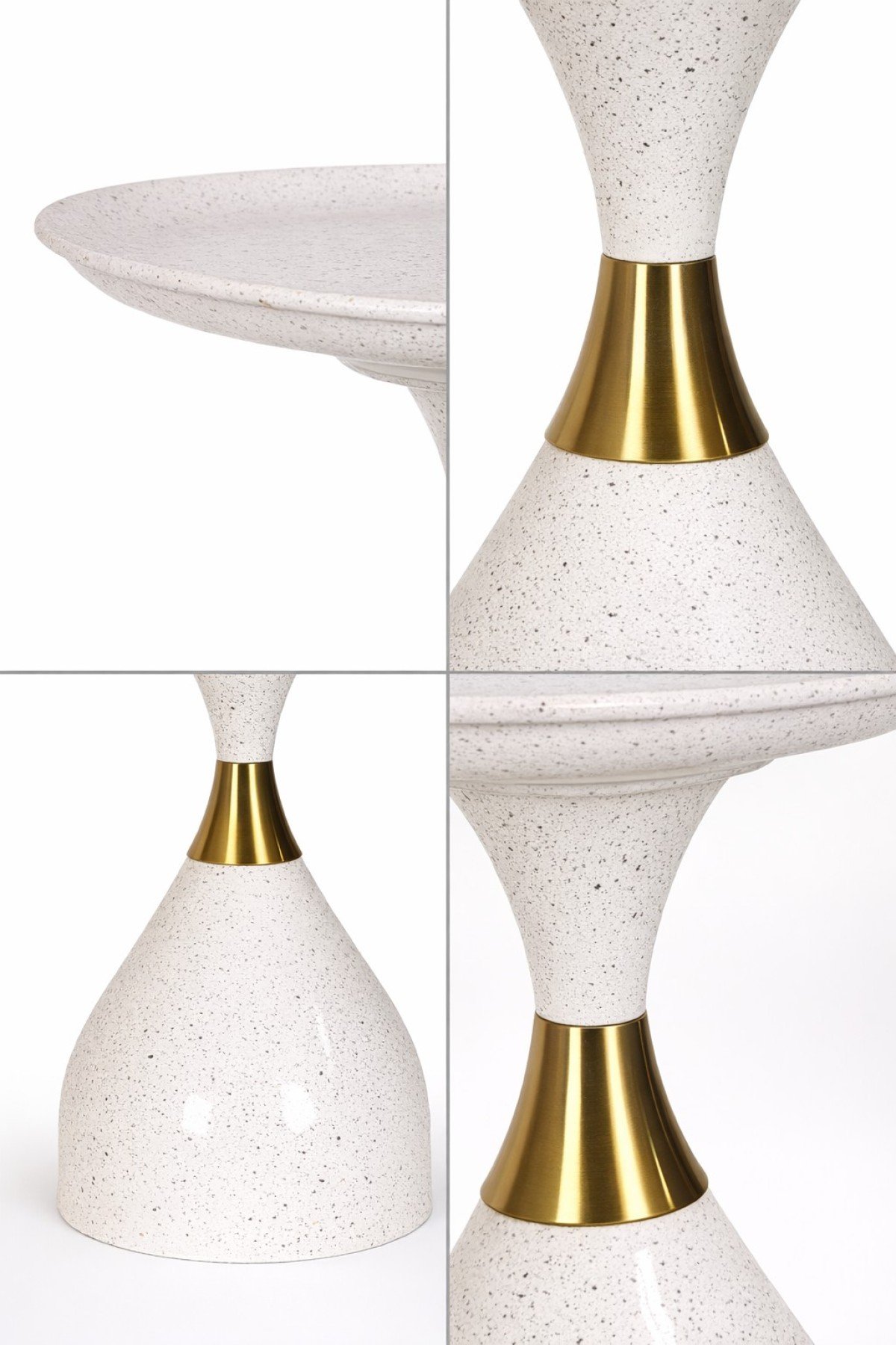 Nova White Accent Table with Inlaid Top and Gold Trim | Infinity Furniture Mississauga