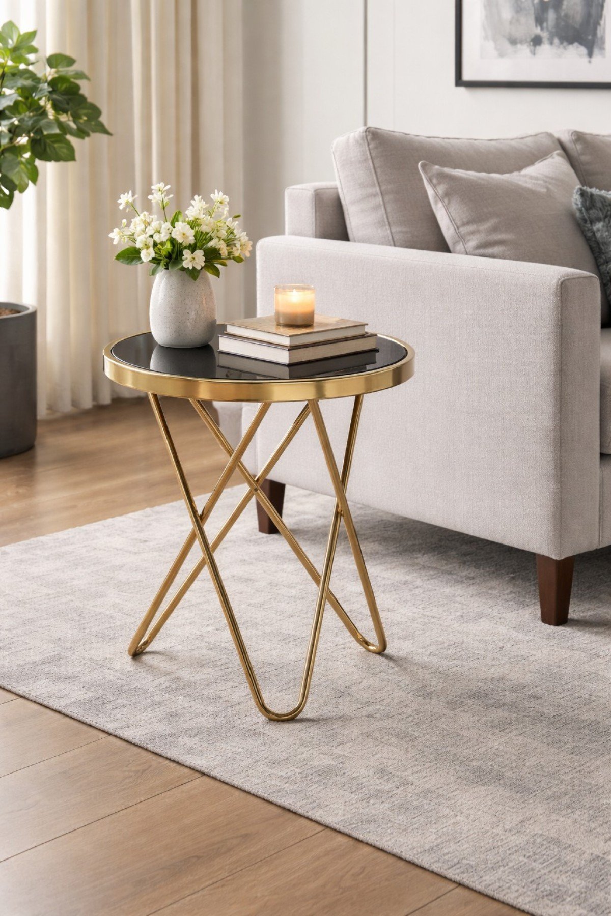 Rose Gold Accent Table with Contemporary Round Design | Infinity Furniture Mississauga