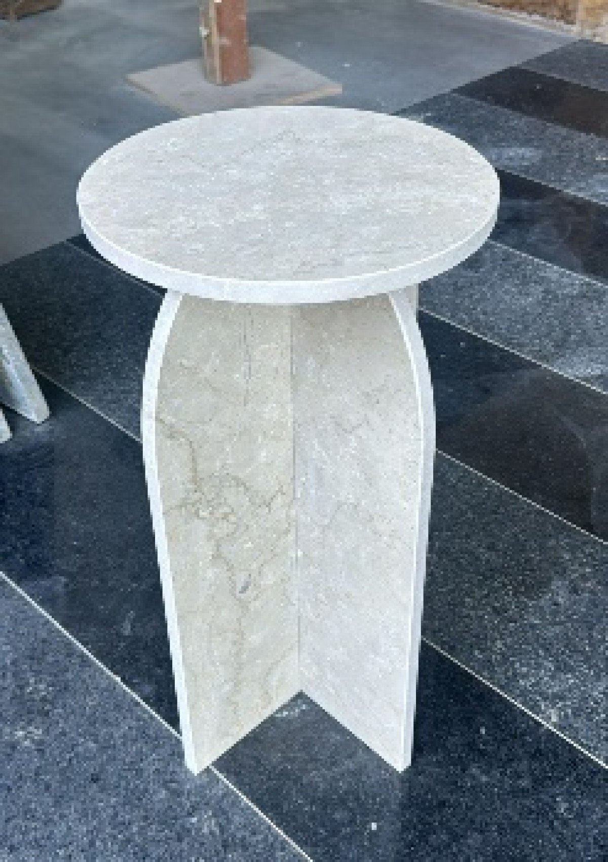 Zion White Marble Side Table with Sculptural Pedestal Base | Infinity Furniture Mississauga