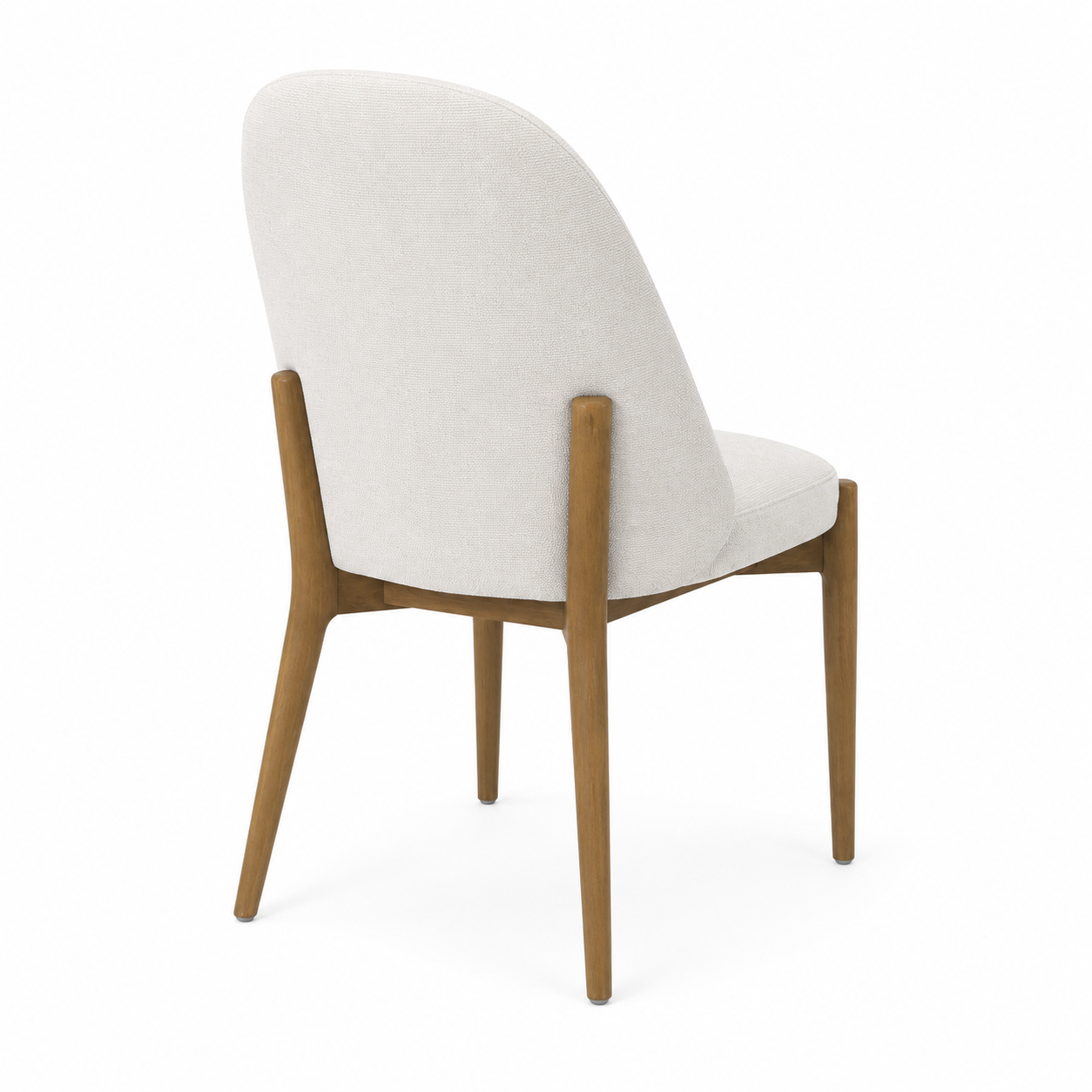 Liverpool dining chair with ivory upholstered seat and backrest and natural wood frame