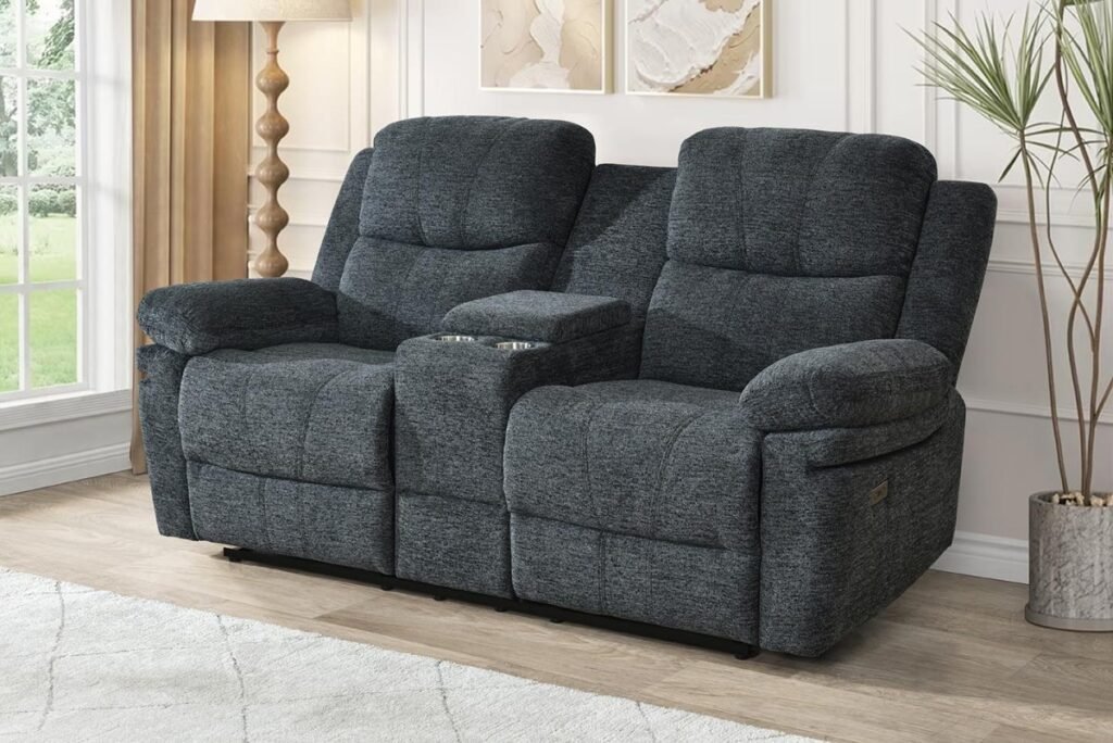 Infinity Furniture Thea Power Recliner Loveseat in Charcoal