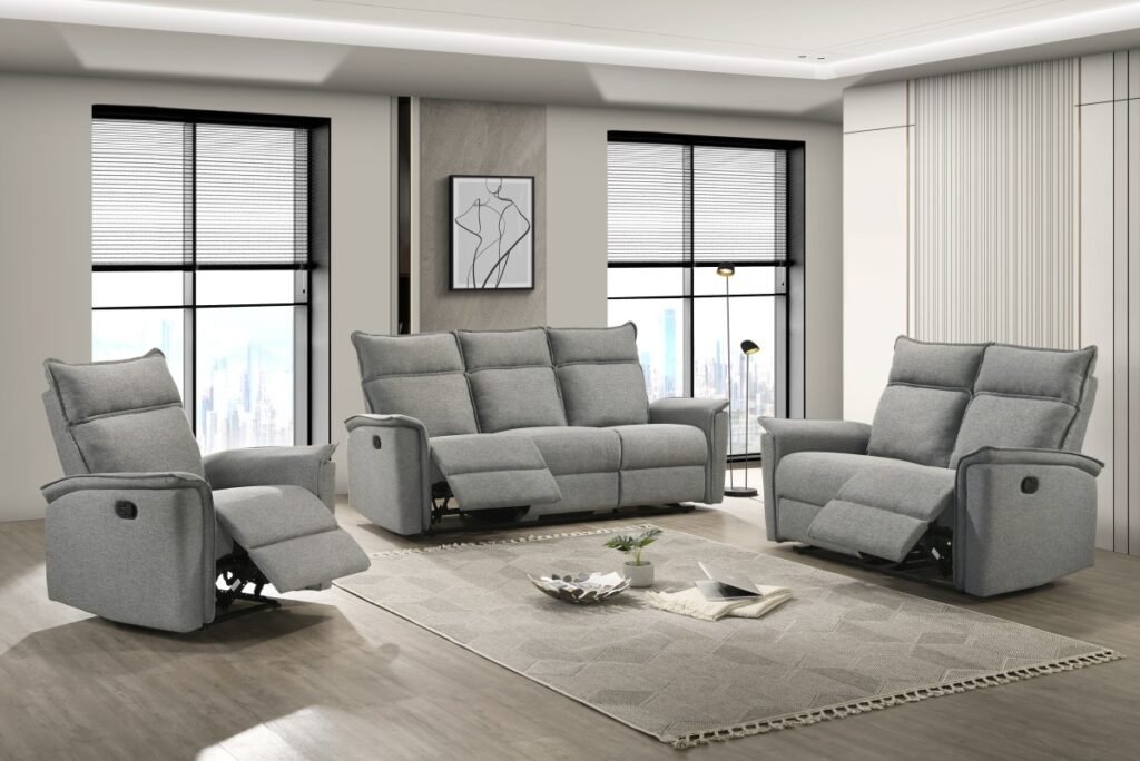Infinity Furniture Sahara Recliner Loveseat in Grey