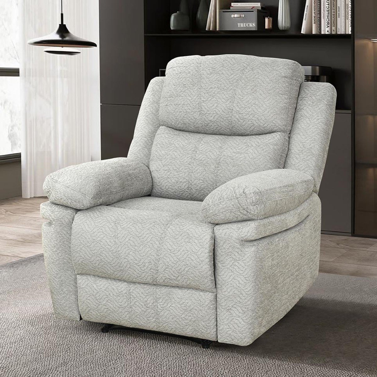 Thea Power Recliner Beige with soft textured fabric | infinity furniture
