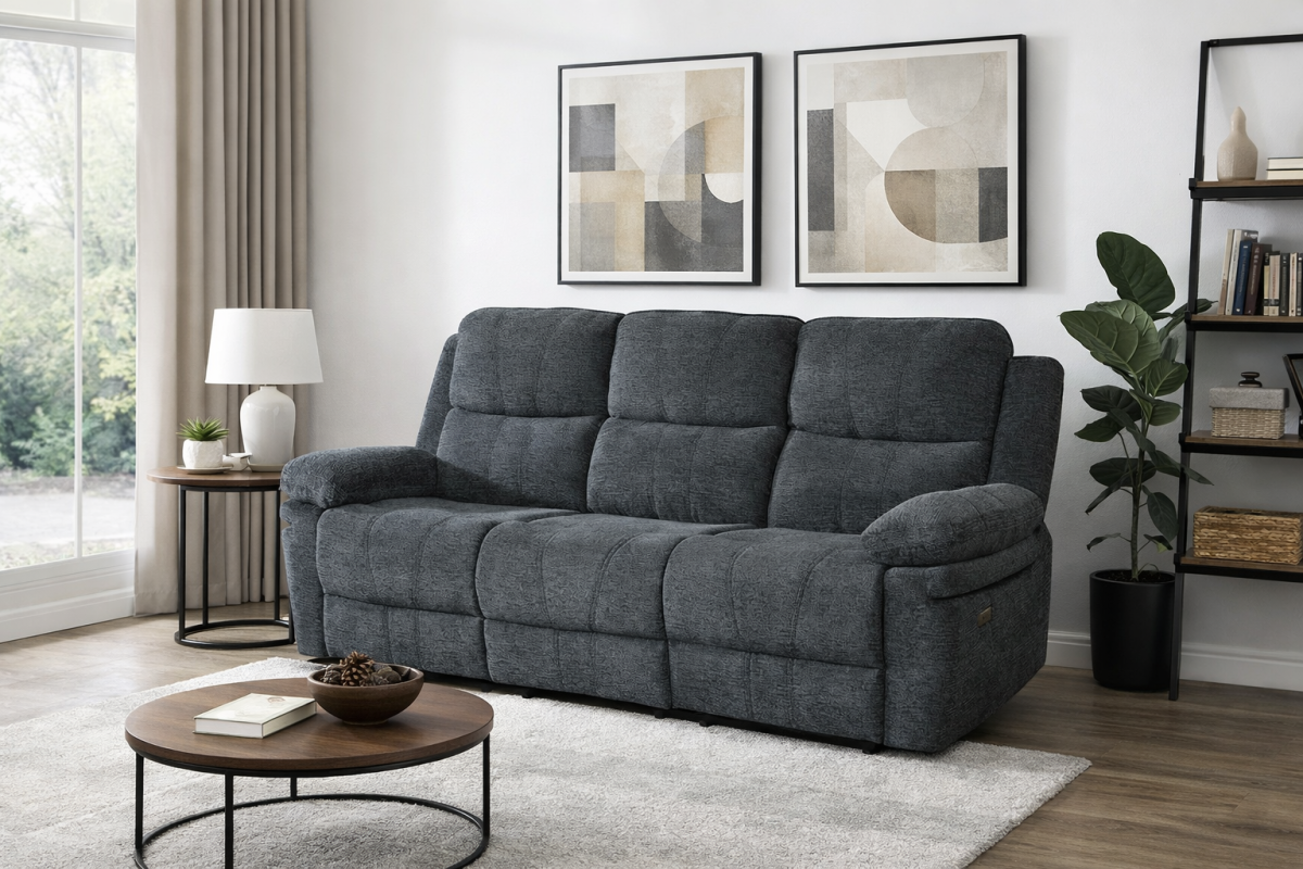 Infinity Furniture Thea Power Recliner Sofa in Charcoal