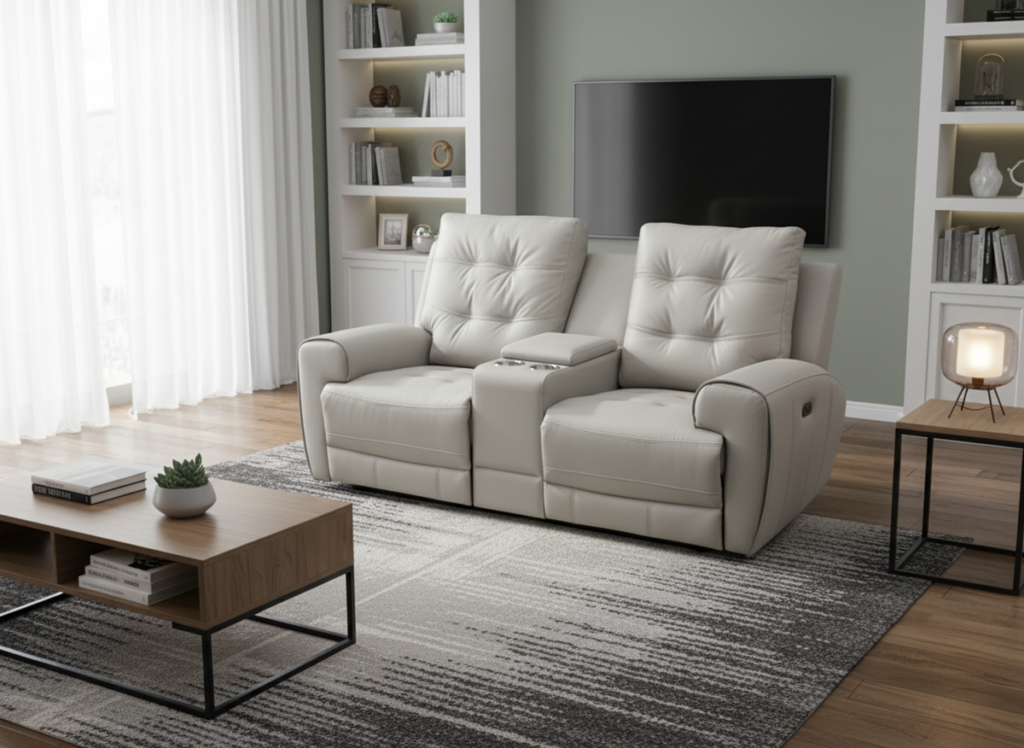 Infinity Furniture Nola Power Recliner Loveseat in Taupe