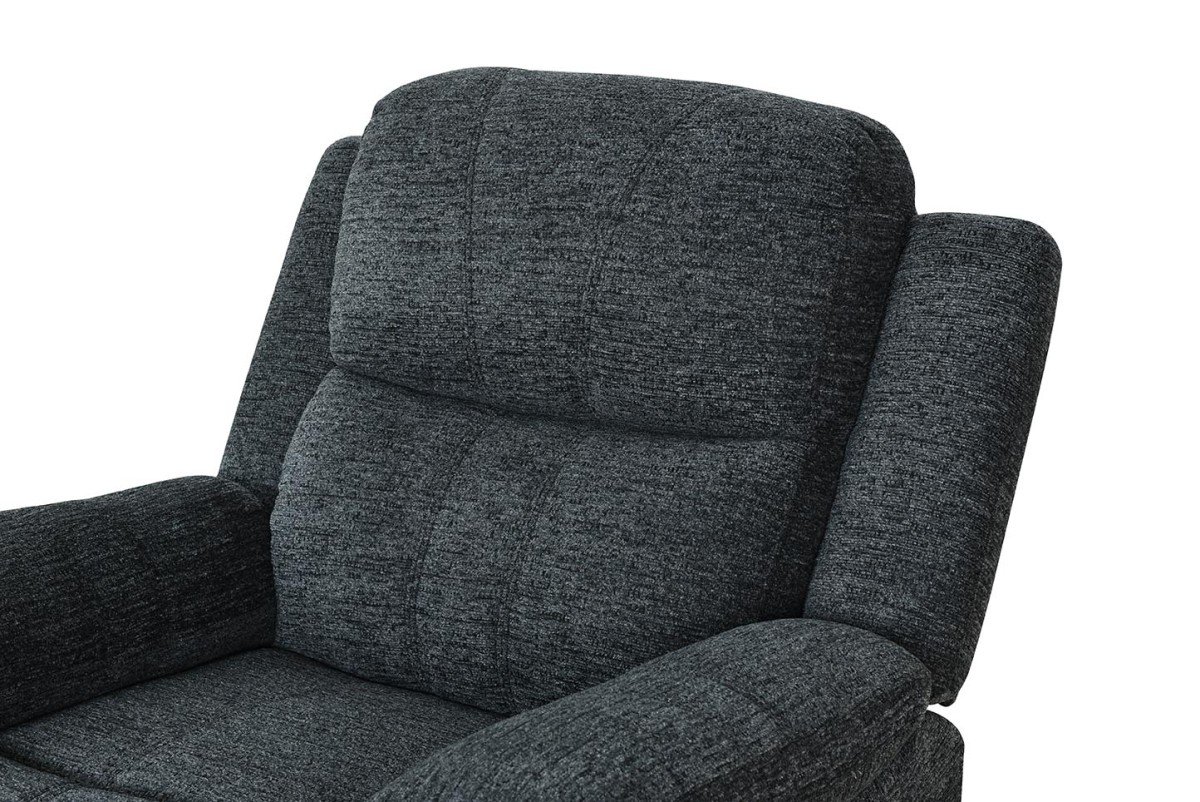 Thea Power Recliner Charcoal with soft textured fabric | infinity furniture