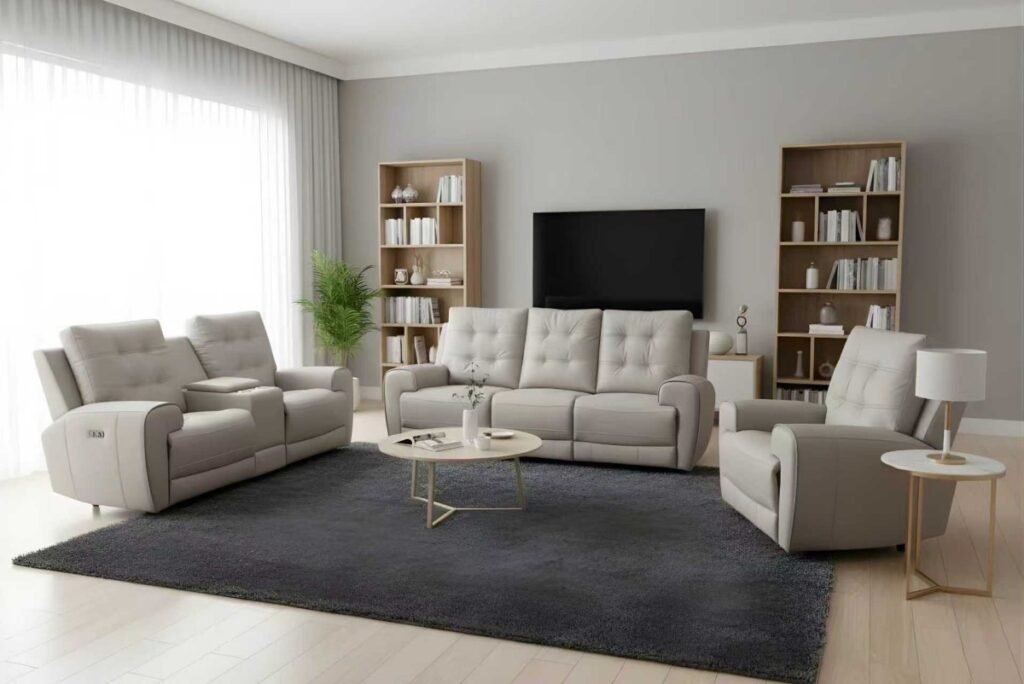 Infinity Furniture Nola Power Recliner Sofa in Taupe