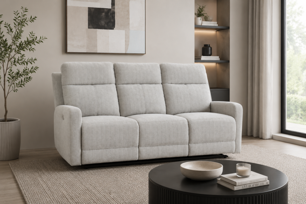 Infinity Furniture Thea Power Recliner Loveseat in Beige