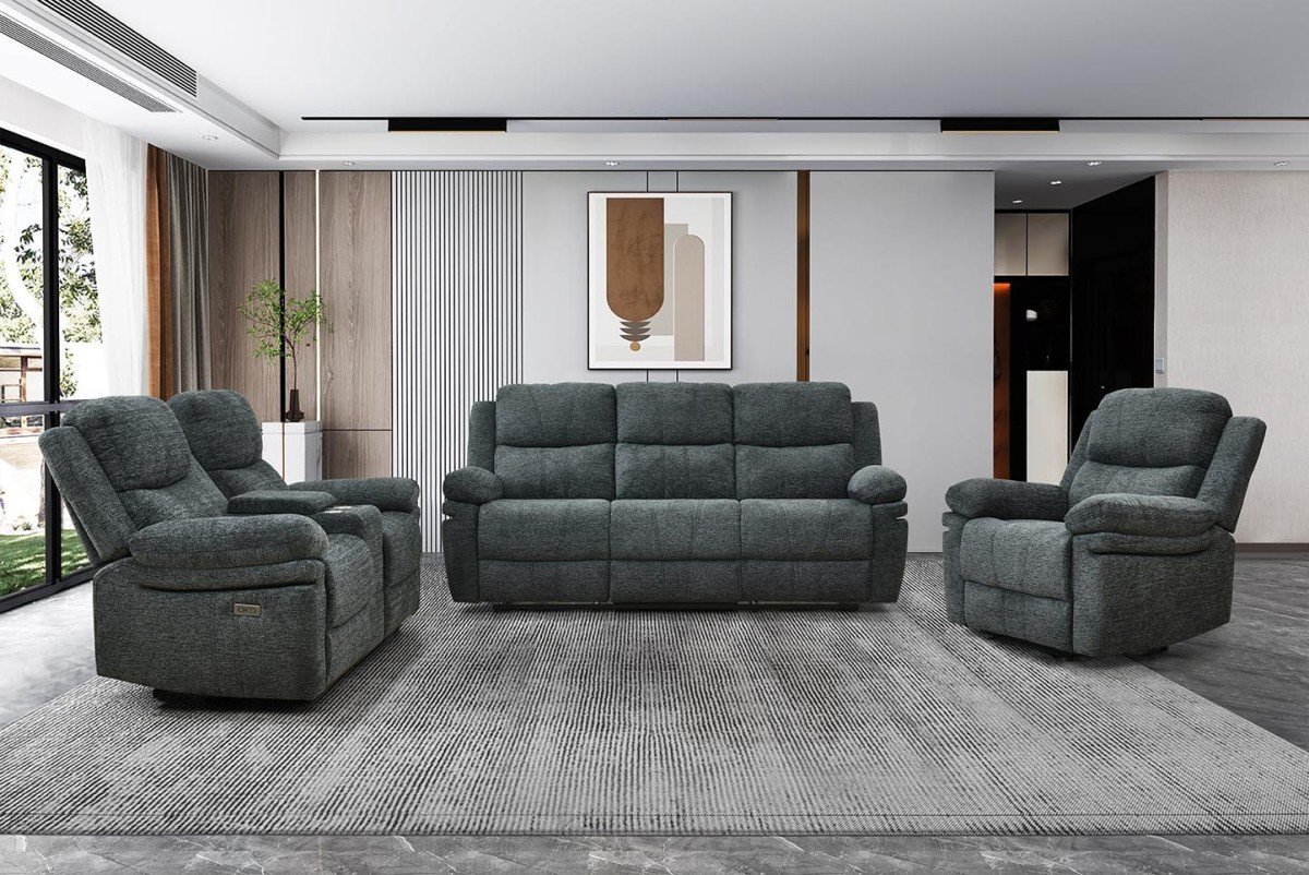 Infinity Furniture Thea Power Recliner Sofa in Charcoal