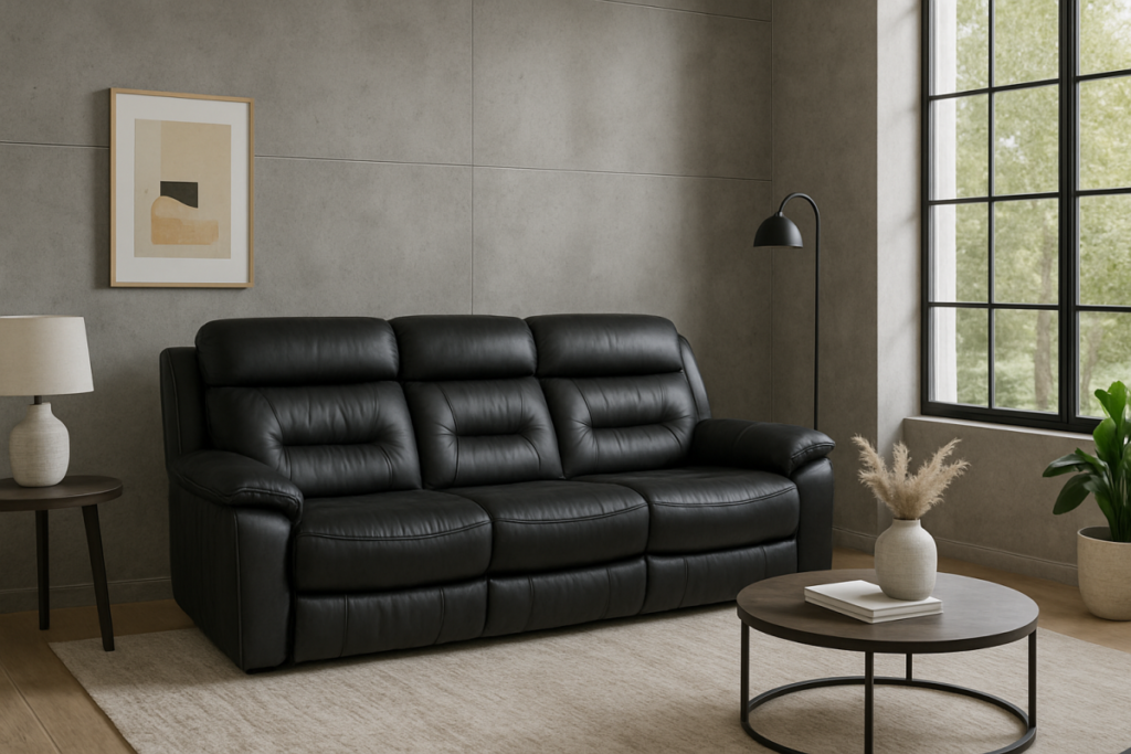Infinity Furniture Regal Recliner Sofa in Black Leather