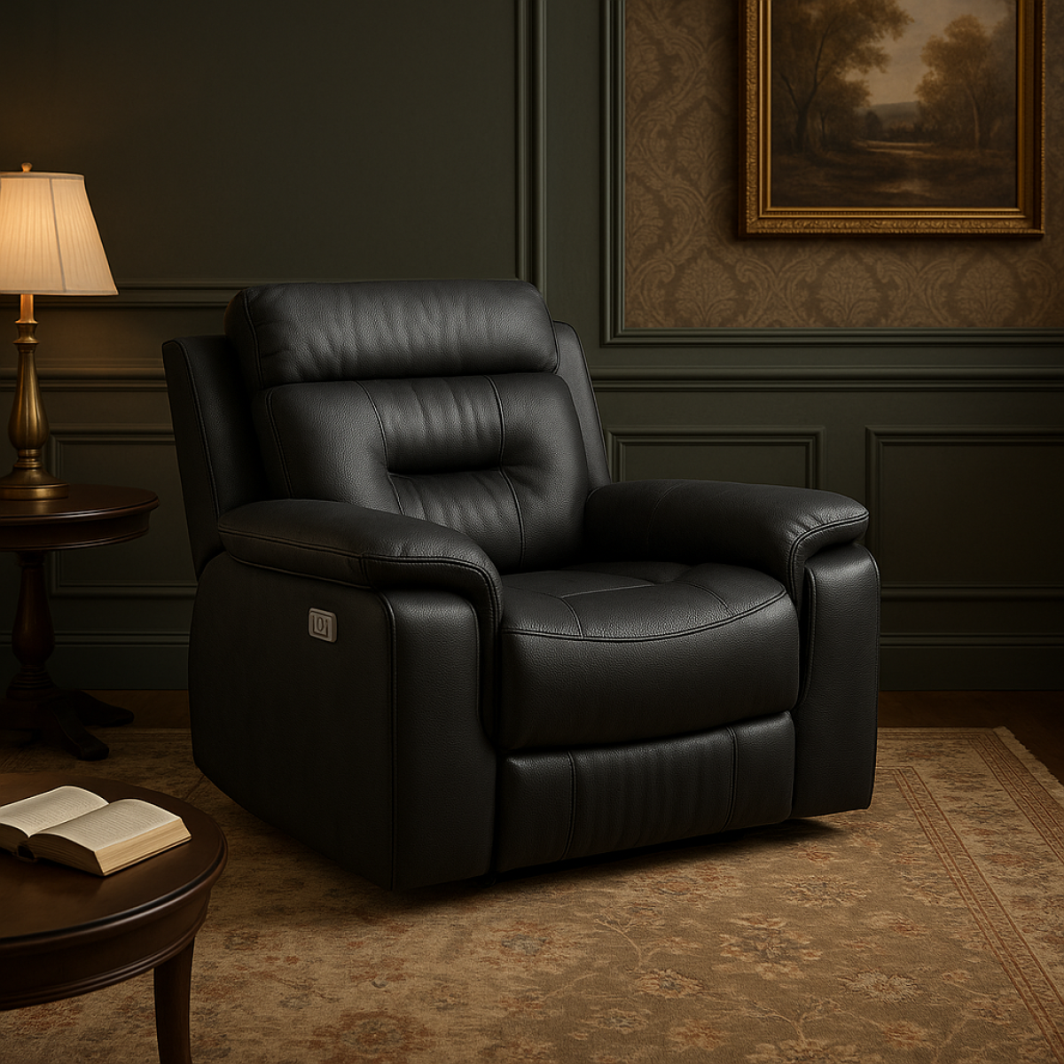 Infinity Furniture Nelson Recliner in Black Leather
