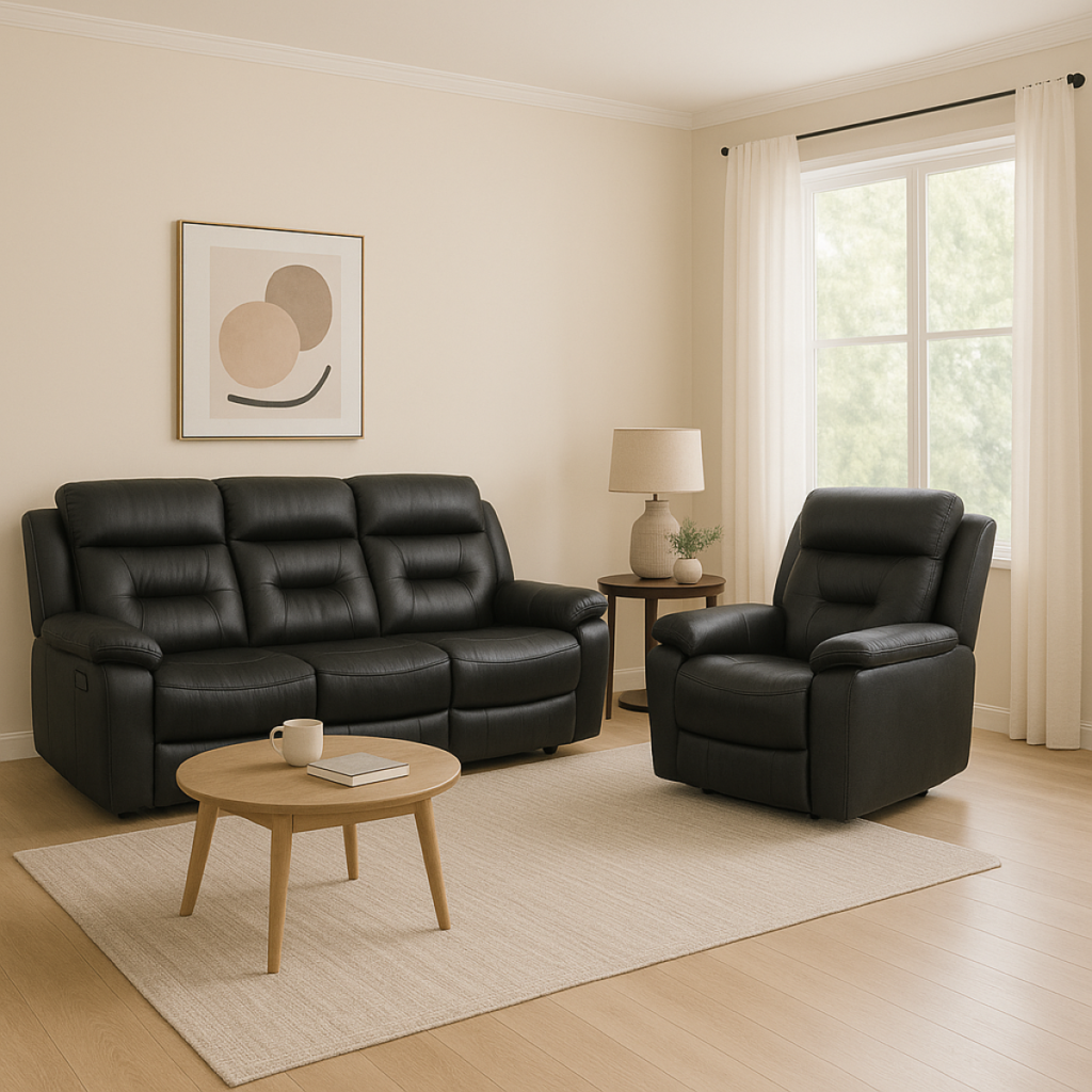 Infinity Furniture Nelson Recliner in Black Leather