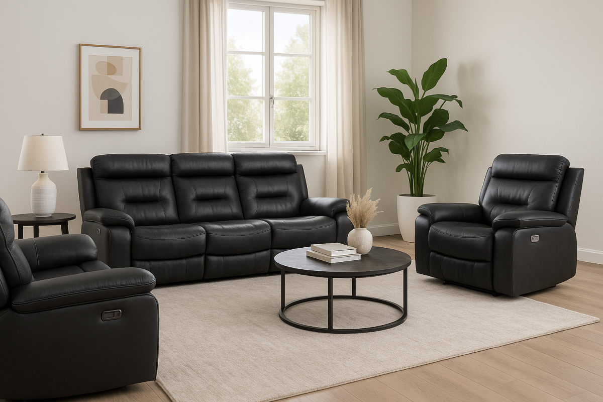 Infinity Furniture Nelson Recliner in Black Leather