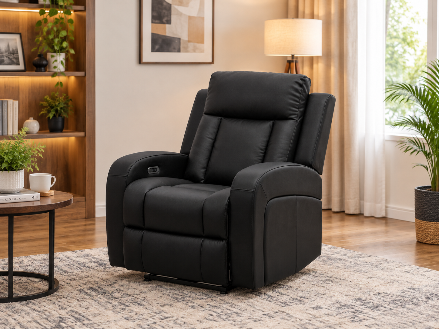 Infinity Furniture Prestige Power Recliner Chair in Black Leather
