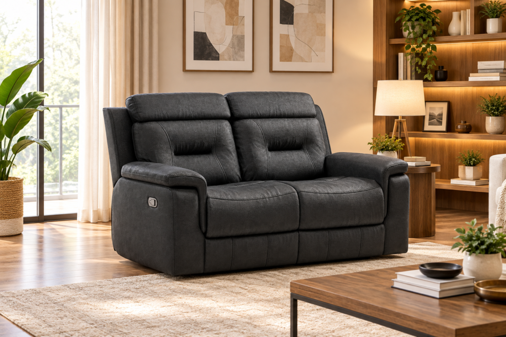 Infinity Furniture Nelson Recliner Loveseat in Black Leather
