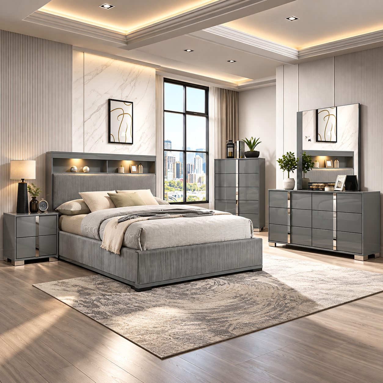 Grover Grey Bedroom Collection