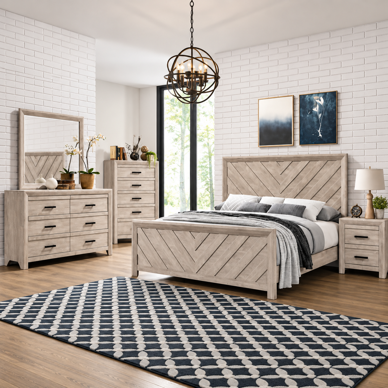 Denver Light Grey Wood Bedroom Collection